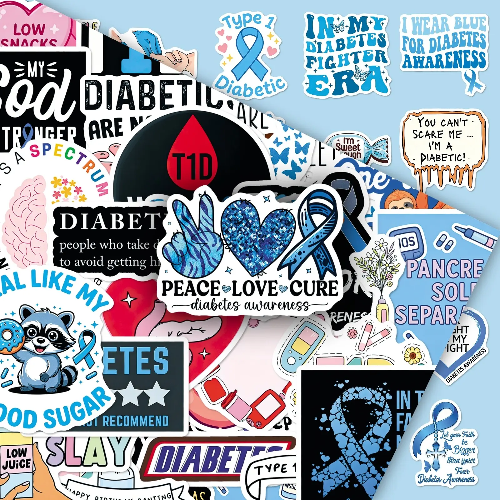 50Pcs Diabetes Care & Recovery Motivational Stickers | Creative & Fun DIY Journaling & Phone Case Decor
