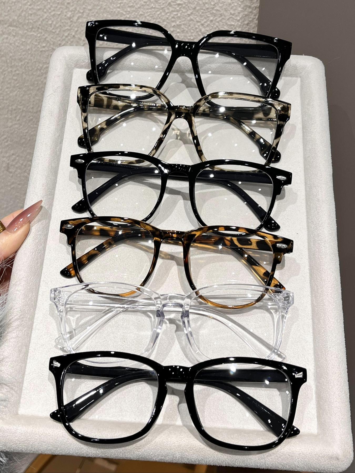 Unisex Fashionable Plain Color & Leopard Pattern Eyeglasses, Trendy Casual Eyeglasses for Everyday Use, Fashion Accessories for Outdoor Activities, Fashionable Frames Glasses
