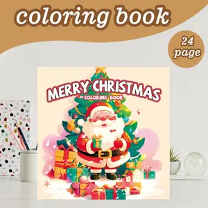 Christmas Theme Coloring Book, 24 Thick Pages, Non-Ink Bleed, Adult Meditation, Teen Relaxation, Ideal Gift for Christmas, Back-To-School, Parties