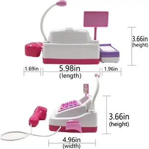 Cash Register Pretend Play Supermarket Shop Toys with Calculator, Working Scanner, Credit Card, Play Food, Money and More (Color May Random)fidget toys