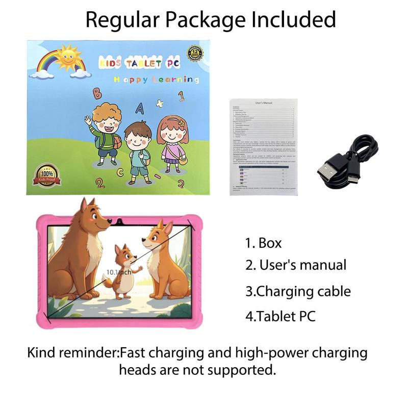 10.1 Inch Tablet for Kids, Android 12 3GB RAM 64GB ROM Tablet with Parental Control Function, 2.4G WiFi BT 1028x800 IPS Display Dual Camera Tablet