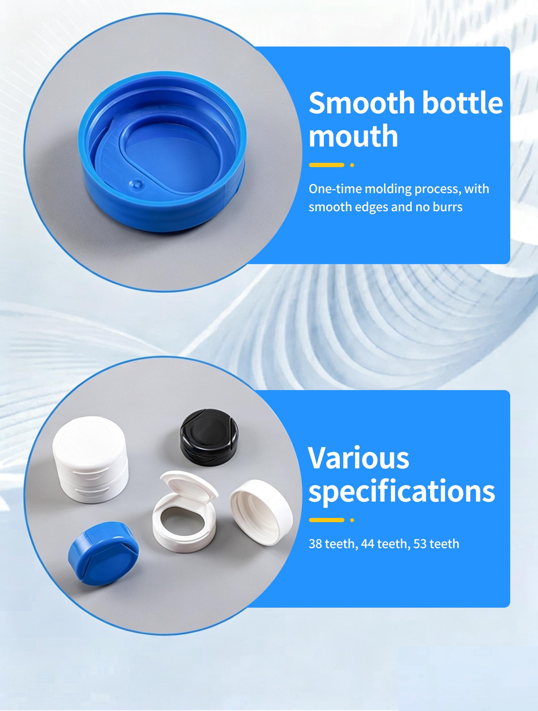 1.57" 1.85" 2.16" PP Plastic Flip Top Chewable Bottle Caps Leak-Proof Thickened Dispensing Caps for Health Supplement Capsules with Tin Organiser Canister