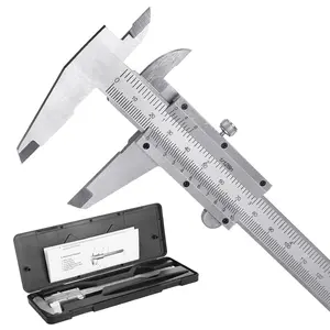 6-Inch/150mm Vernier Caliper Measuring Tool, Fractional Calipers, High-Hardness Steel Mechanical Micrometer, Non-Digital Slide with  /Metric Scale, 0.02 mm&1/128 Inch