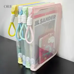 2026 Cute Aesthetic Macaron Clear A4 Zipper File Pouch, Thick Waterproof Large Capacity Handheld Student Storage Bag, See Through Document Holder for Textbooks Homework Classroom Back To School Supplies