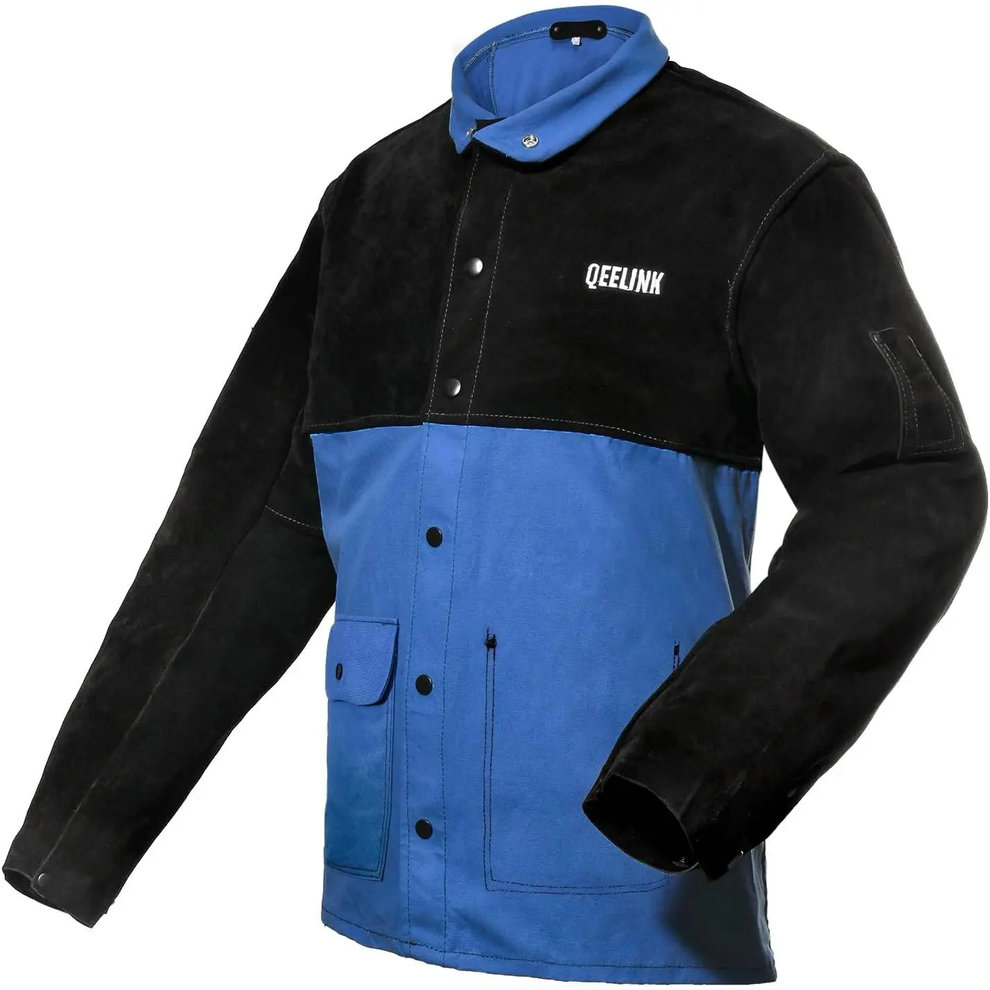 Welding Jacket Split Leather Sleeves | Premium Flame Resistant Cotton Body Hybrid Welder Jackets Clothes
