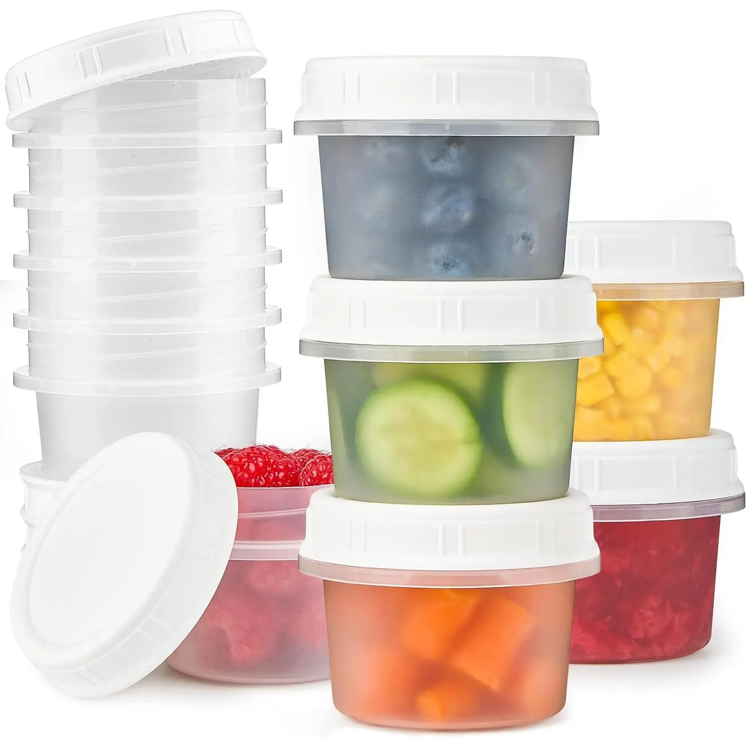 12 Pack - 4 Oz  Storage Containers with Screw , Airtight Plastic Small Freezer Storage Container for Ice Cream, Overnight Oats, Snack, Soup, Portion and Meal Prep Container