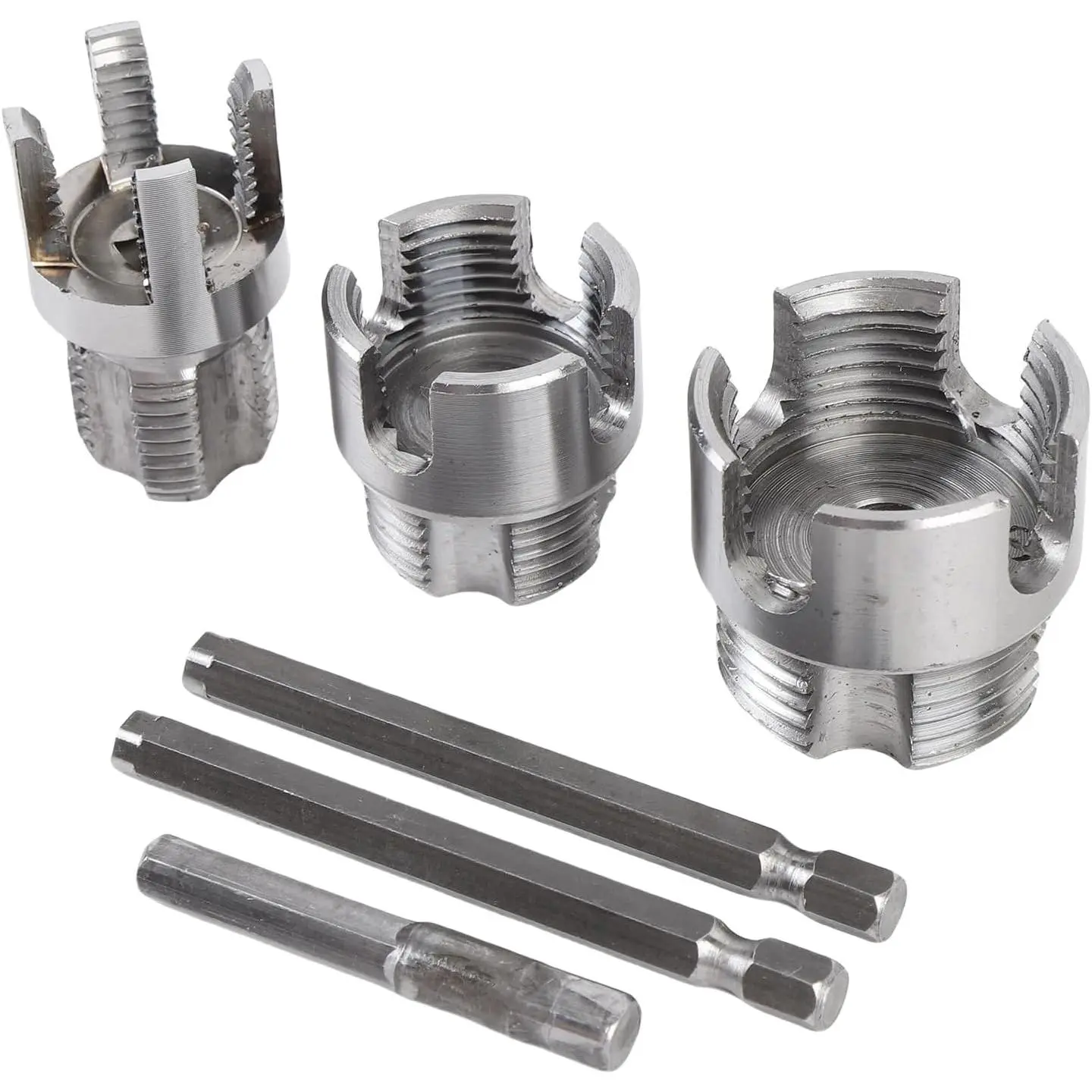 3-Piece Heavy-Duty Alloy Pipe Threading Tool Set - 1/2", 3/4", 1" Internal/External Threads, Electric Drill Compatible PVC/Plastic Pipe Threading Tool, Suitable for DIY and Professional Plumbing Installations (Compatible with PPR, MPP Pipes)