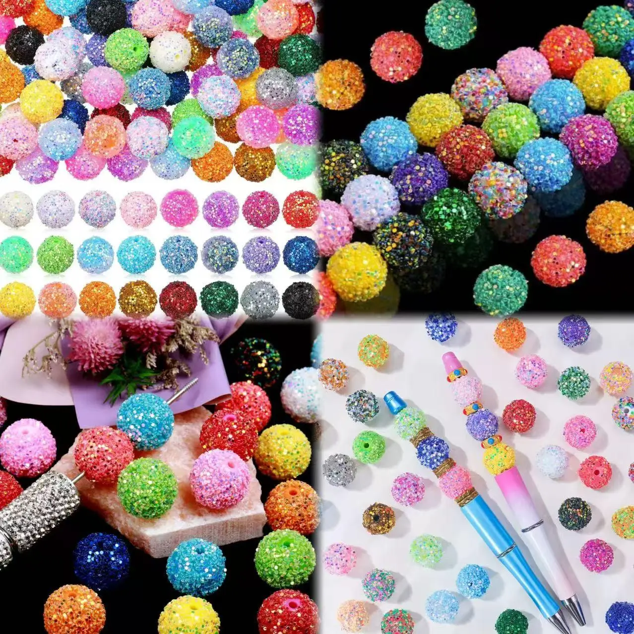Tara--P21-16mm/ 20mm Mix Colors Glitter Beads 4pcs per bag