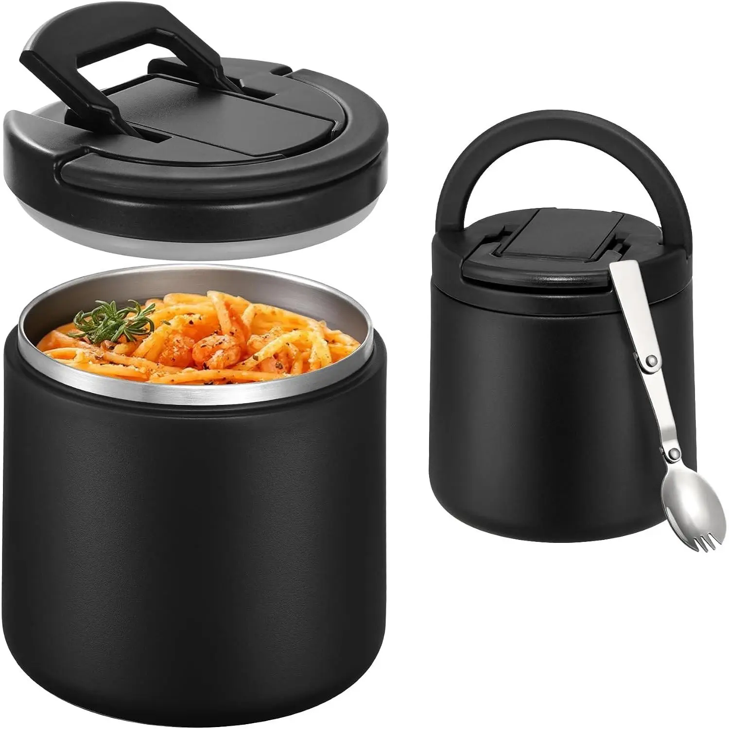 20oz Vacuum Insulated Soup Thermo for Hot Food, Kids Lunch Container with Leakproof Buckle Lid, Wide Mouth Stainless Steel Food Jar with Spoon