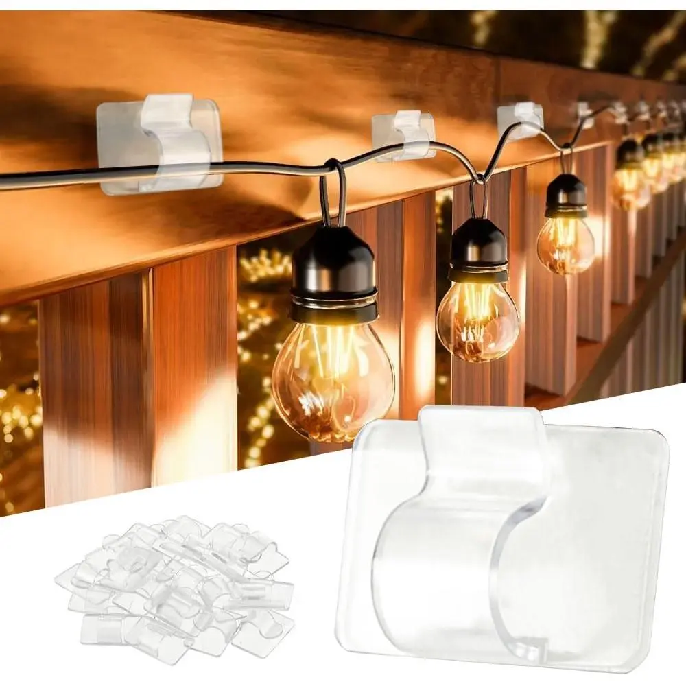 Hooks for Outdoor String Lights Clips, 30Pcs Heavy Duty Cable Clips Waterproof Adhesive Strips for Hanging Christmas Light, Outside UV-Resistant Clear Sticky Cord Holders Rope Organizerfidget toys