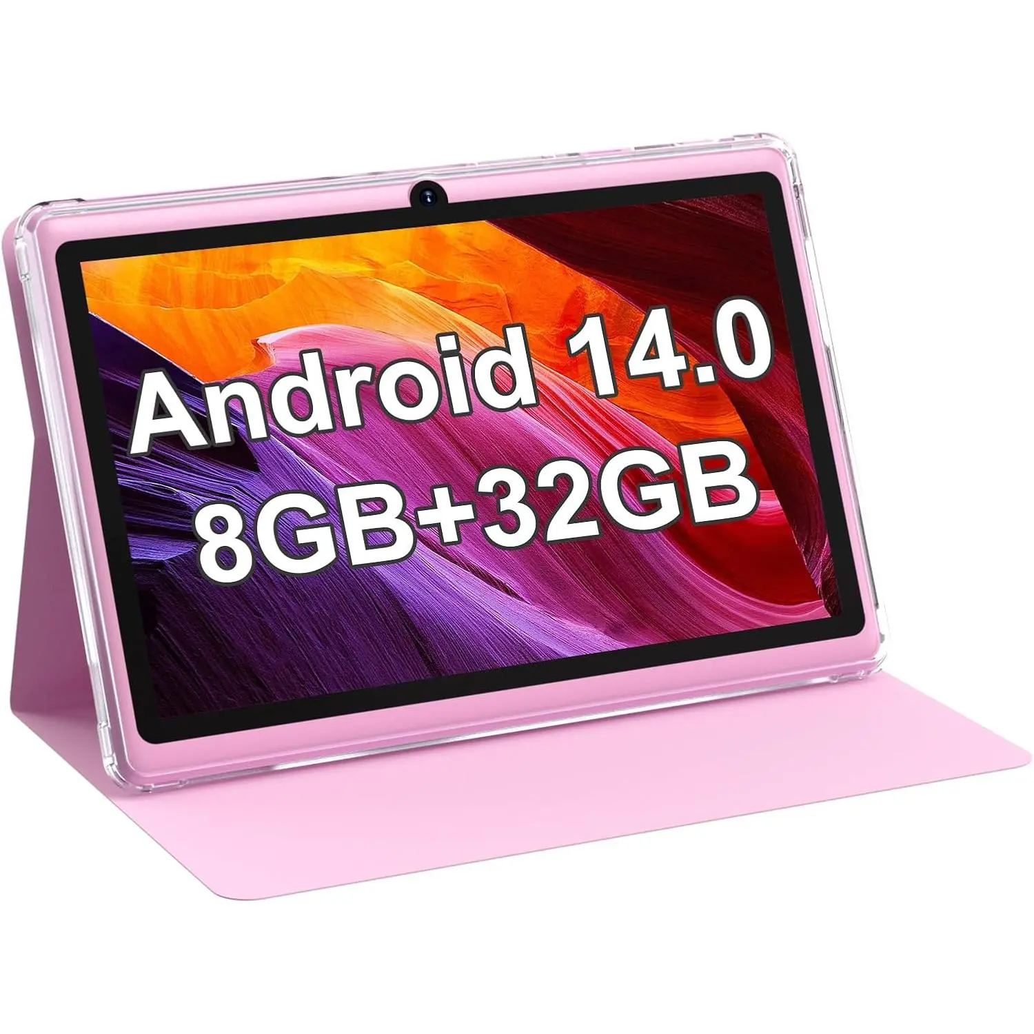 Android 14.0 Tablet 7", RAM 8GB(3+5Expand)+32GB ROM Tablets, Dual Camera, 1024 x 600 IPS Display Screen, 1TB Expand, Tablet with Case (Pink)