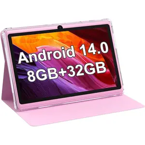 Android 14.0 Tablet 7", RAM 8GB(3+5Expand)+32GB ROM Tablets, Dual Camera, 1024 x 600 IPS Display Screen, 1TB Expand, Tablet with Case (Pink)