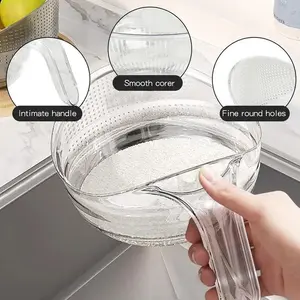 Rice Washing Tool, Rice Strainer, Kitchen Fruit Draining Basket, Multi-Functional Vegetable Wash Bowl, Handle Included, Simple Design