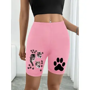 Cartoon Kitten And Cat'S Paw Graphic Print Women'S Casual Shorts, New Spring Summer Fashion Easy Shorts, Women'S Clothing
