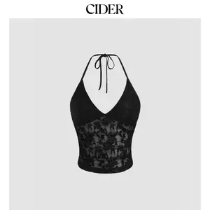 Cider [2 colors, size 0-10] Lace Halter Neckline Floral Cami Top SummerWins Dealsforyou