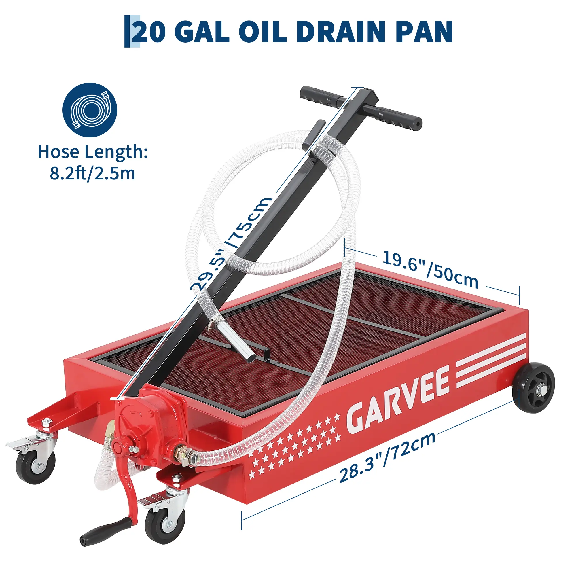 red|20 gallons|manual | w/ 8.2 feet hose