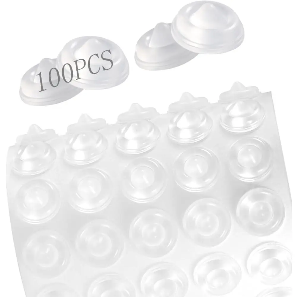 100 count Clear  Cabinet Door Bumper, Soft Close Cushion | Clear Rubber Stopper Dots & Cabinet Bumpers for Drawers, Cupboards, Anti-Slam Noise Reducing Flower-Shape Furniture Pads