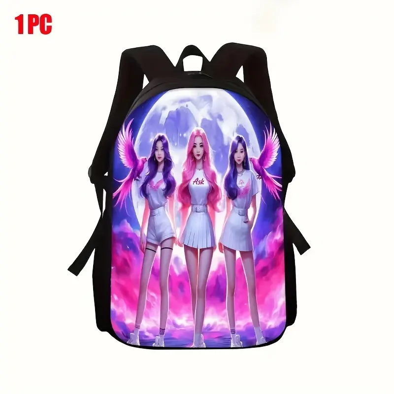 Kpop Themed Oxford Cloth Backpack - Large Capacity Lightweight Zippered Bag for Teenage Students, Adjustable Shoulder Straps, Hand Wash Only, No Bleaching, Ideal for Campus Life, School/Travel, Bagpack Travel