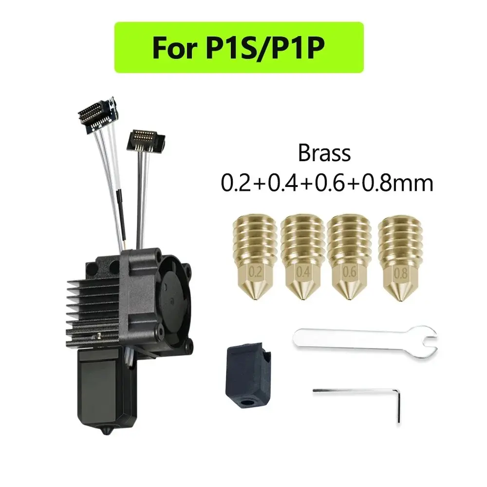 Hardened Steel Hotend Upgrade Kit for Bambu Lab P1P/P1S, Complete Print Head Assembly with Cooling Fan, 0.4mm Nozzle & Stainless Steel Heater Block, High Temp 3D Printer Accessories