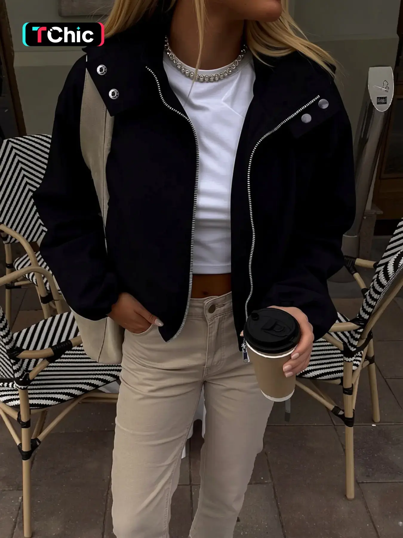 Women's Casual Hooded Jacket, Long Sleeve Fitted Coat, Spring Autumn Winter Outerwear, Button Decorated Commuter Jacket