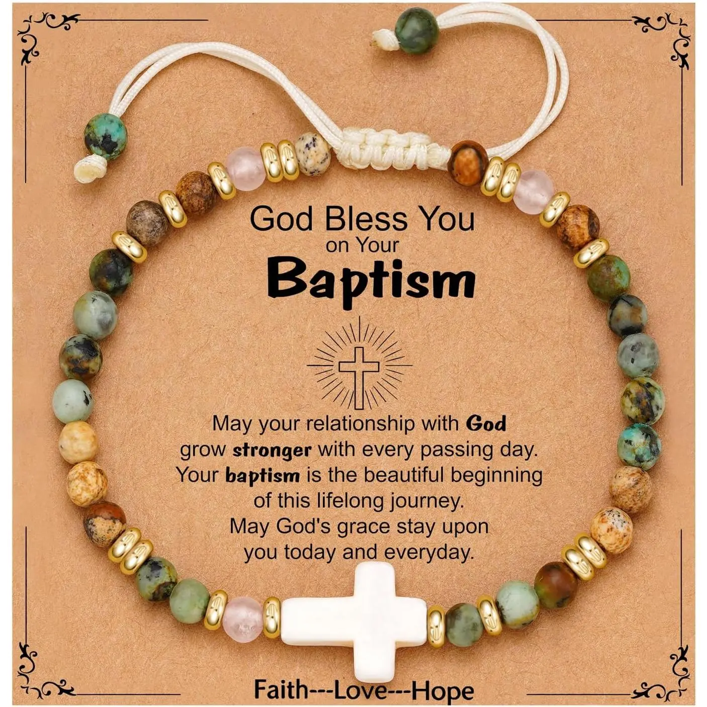 Baptism First Communion Confirmation Gifts-Christian  Bracelet for Women,Religious Faith