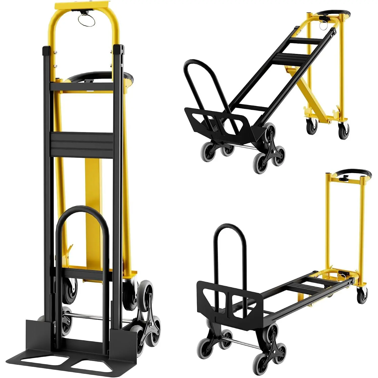 3 in 1 Aluminum Hand Truck, 800 lb Capacity, Stair Climbing Cart Utility Carts Converts from Hand Truck Dolly to Platform Cart, Convertible Dolly for Transport and Moving in Home, Office, Warehouse