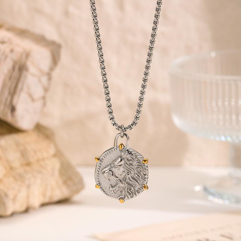 European and American embossed necklaces, niche luxury heart-shaped Cupid pendants, stainless steel sweater chains, vintage titanium steel accessories