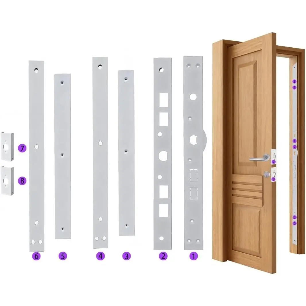Extra Heavy Duty Door Reinforcement for Jamb Door Frame with Striker Plate in White Finish