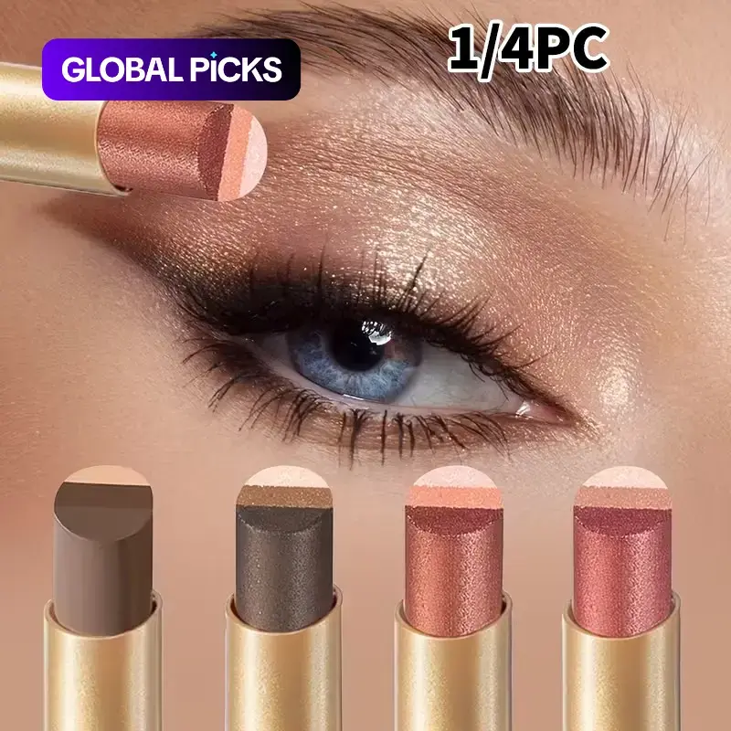 3-Color Gradient Eyeshadow Stick, Matte and Shimmer Shades in One, Creamy Smooth Texture, Easy to Blend, for Layered Eye Looks, Daily Makeup, and Party Makeup, Blendable Glitter Gradient #GLOBAL PICKS