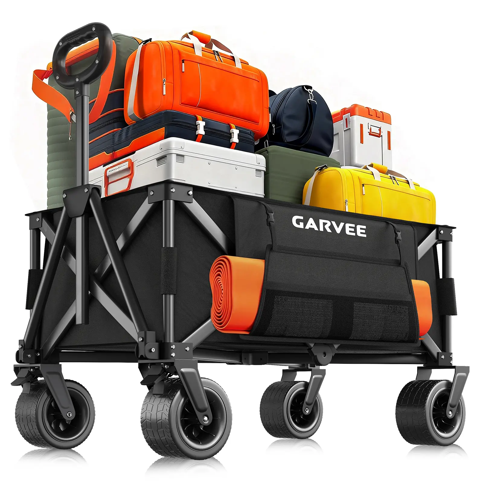 OP-Heavy Duty Folding Camping Wagon Cart –Durable 600D Oxford Fabric,，460LBS， Large Collapsible Outdoor Utility Trolley with 8-Inch All-Terrain Wheels,  Compact Storage, Water Resistant, Perfect for Garden
