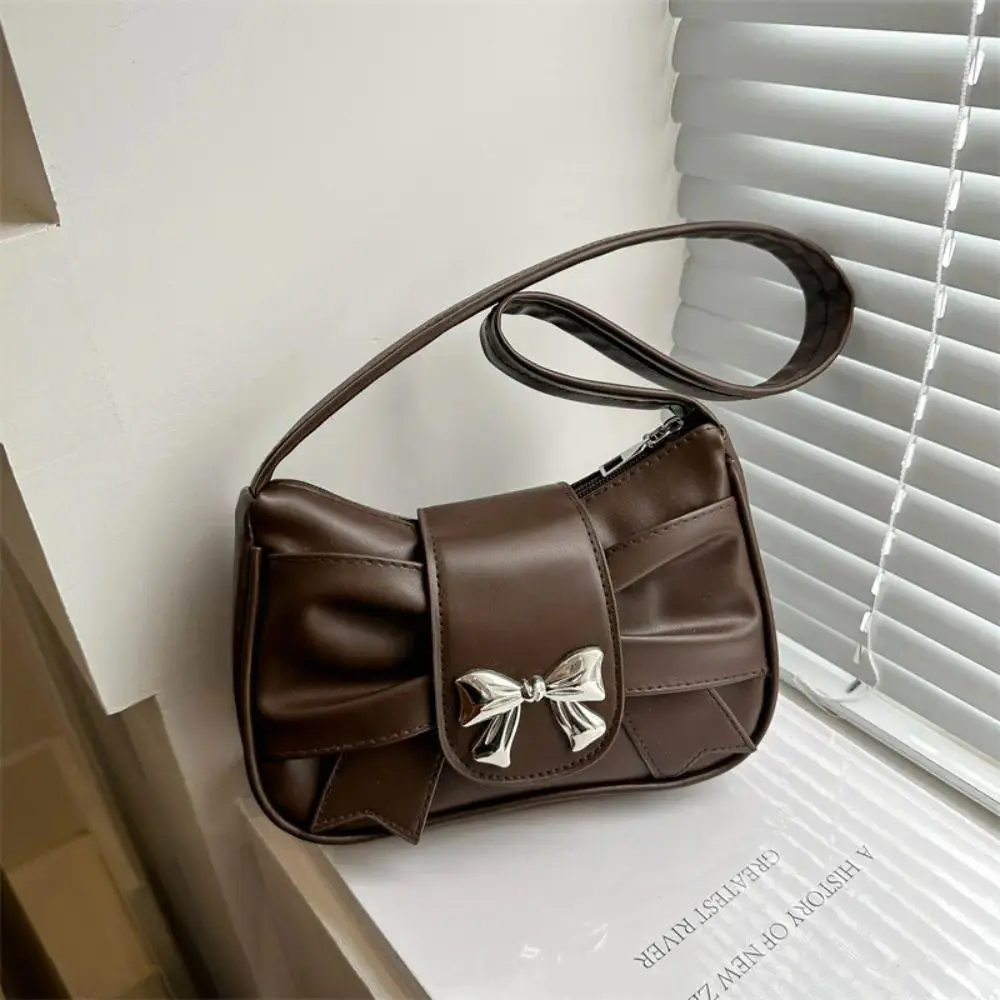 Satin Bow Faux Leather Shoulder Bag for Women, Stylish Mini Square Underarm Purse for Everyday Wear, Dating, and Parties, Bags For Everyday, Crossbody Purses, Fashionable Purse