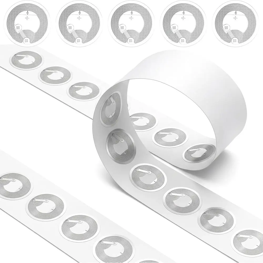 50 Pcs NFC Tags Sticker with NTAG215 Chip NFC Stickers Adhesive Labels Transparent RFID Tags Rewritable 504 Bytes Memory Suitable for All NFC-Enabled Devices and Smartphones
