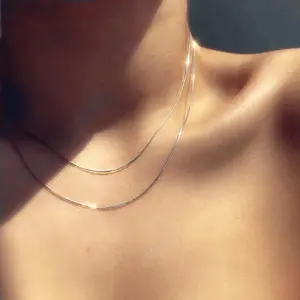 Classic Solid Thin Round Herringbone Choker 3 Width Option Anti-fade Gold Stainless Steel Dainty Stackable Basic Necklace Birthday Gift For Her,cords for graduation,gift