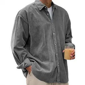 New cross-border corduroy shirt for men, long-sleeved, trendy, casual, loose-fitting, thick autumn and winter shirt, men's jacket
