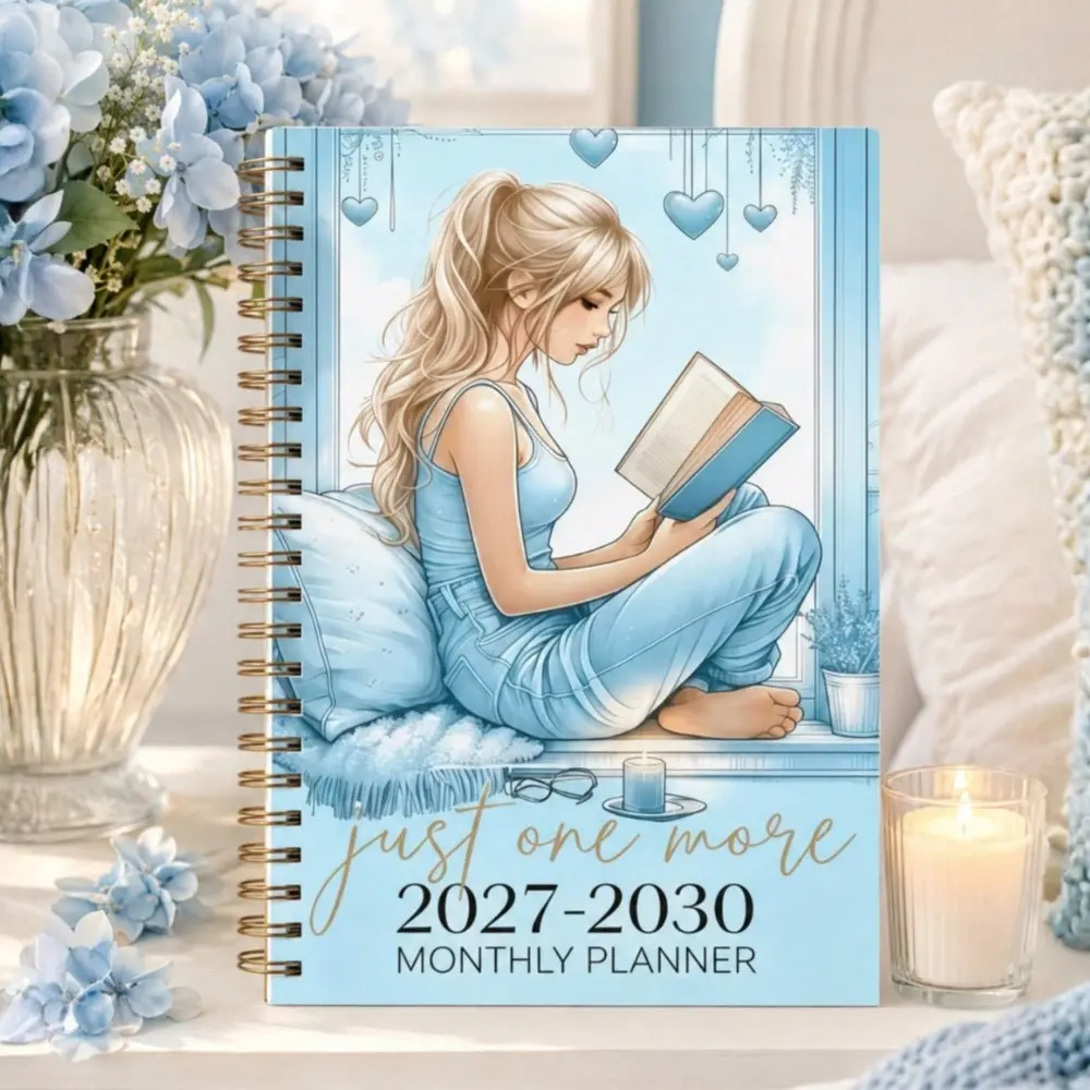 2027-2030 Monthly Planner,  Girl Reading design, 48-Month Calendar Planner Notebook Monthly/Weekly/Daily Planner 2027 Long-Term Schedule Book, Suitable For Goals, Work Meetings, School Schedules, Appointments And To-Do Lists, Back To School Supplies