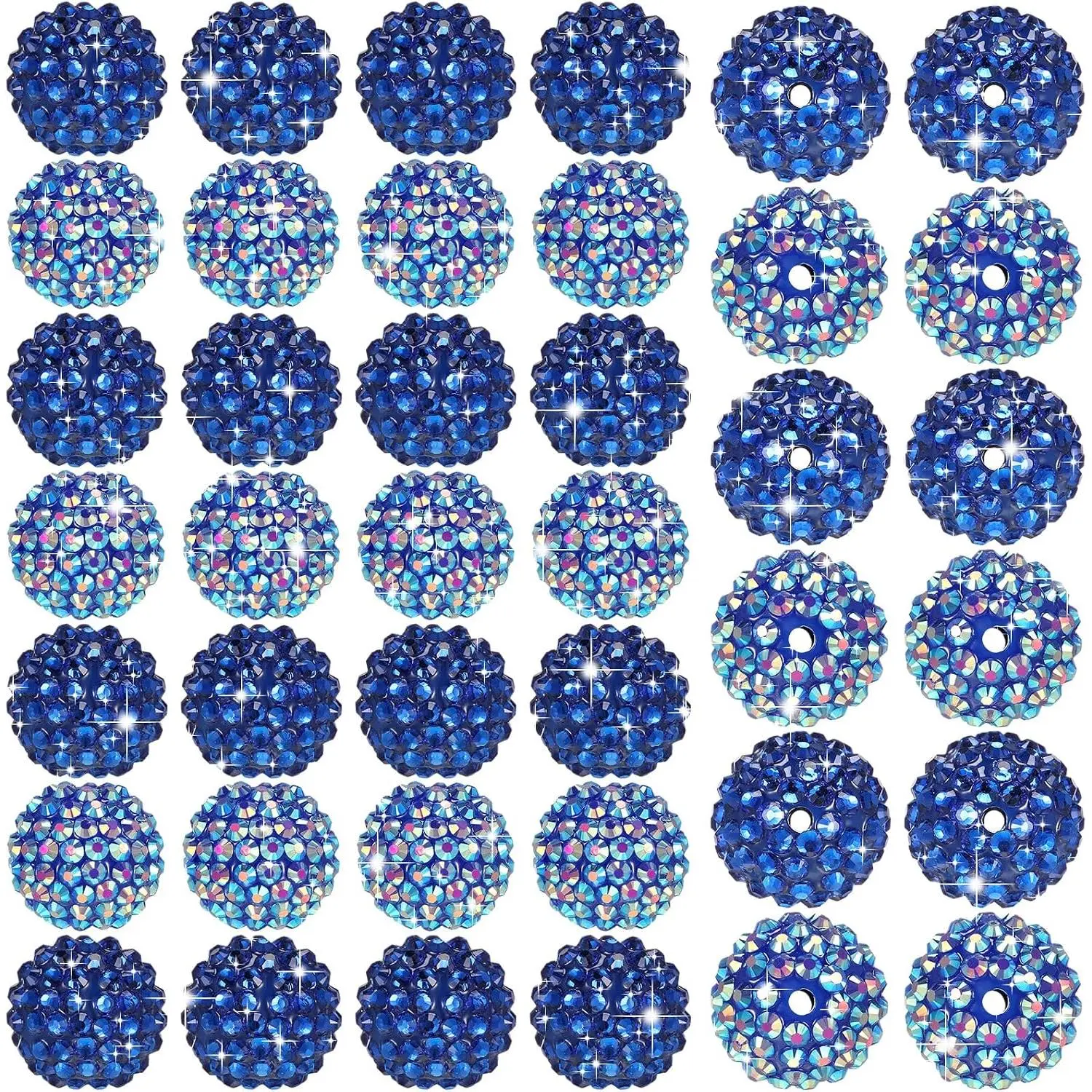 40 count 20 mm Rhinestone Beads Bulk  Round Disco Ball Chunky Bubblegum Beads for Pens Bracelets Charms Craft European Style  Making Supplies Christmas(Dark Blue)