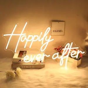 Happily Ever After Neon Sign Large, 38.4 Inch Neon Light Sign Art Decorative with Dimmer for Engagement,Birthday,Wedding, for girl, Wall Decor,Living room Decor