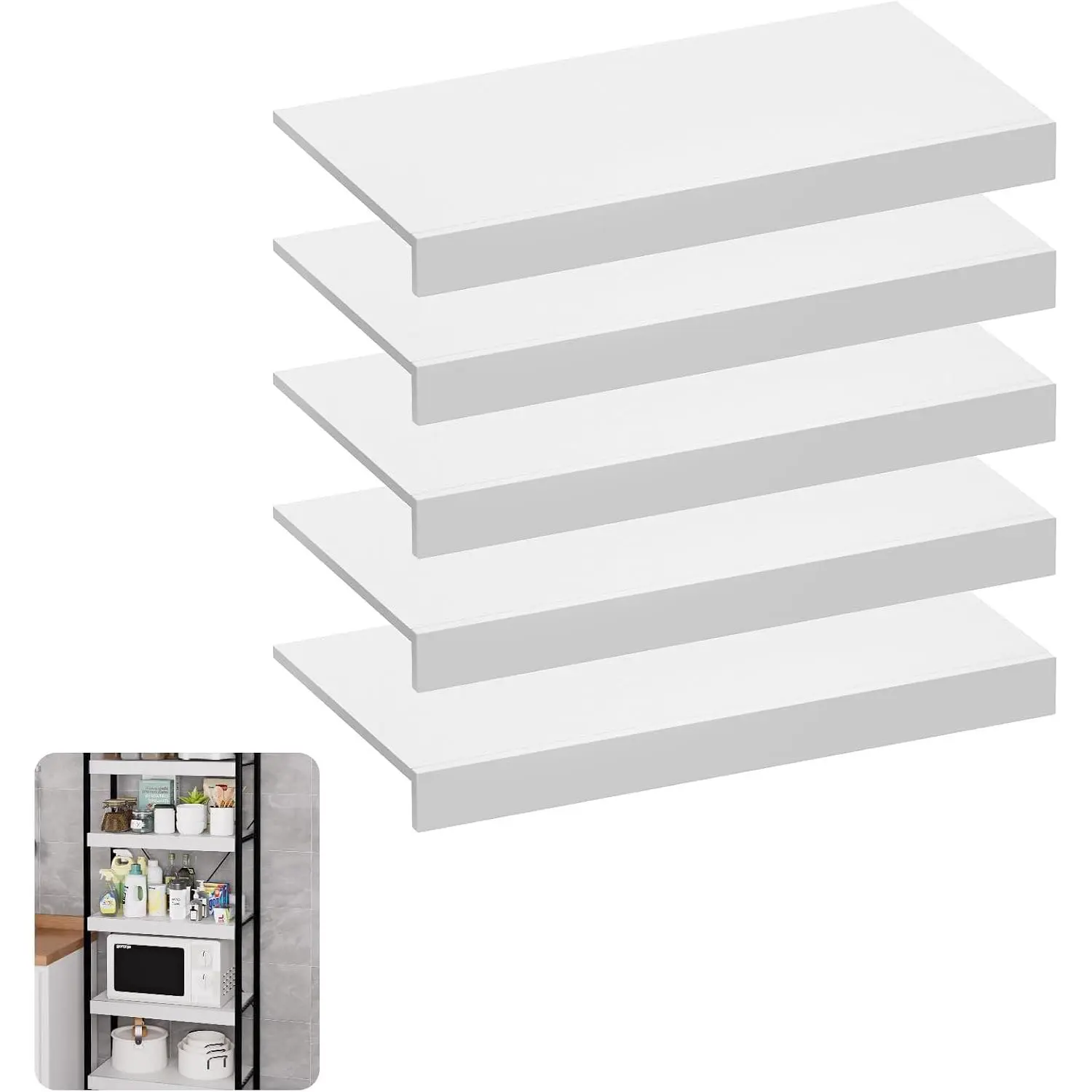 Wire Shelf Covers  Wire Rack Covers for Pantry Shelving 24 X 12 Inch |  Engineered  Wire Shelf Covers for Closet Shelves, Laundry Room,Kitchen Organization (5PCS, 24" W X 12" D, White)