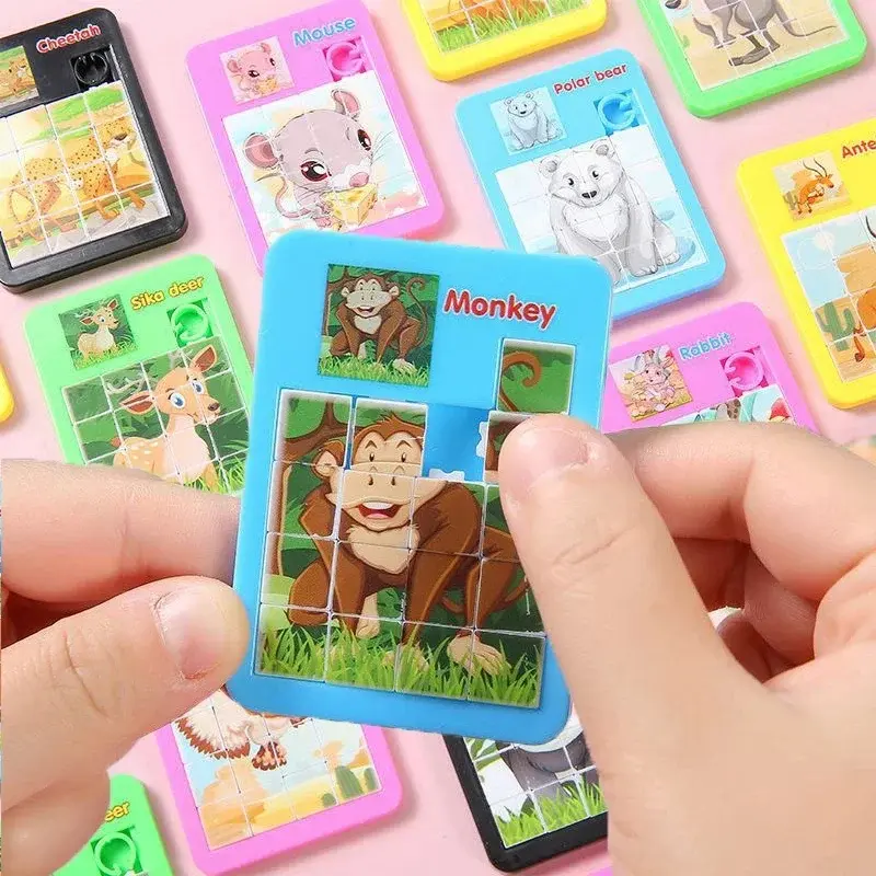 7CM Cartoon Animal Puzzle Sliding Puzzle Kids Birthday Party Favors School Kindergarten Prize Guest Goodie Bag Fillers