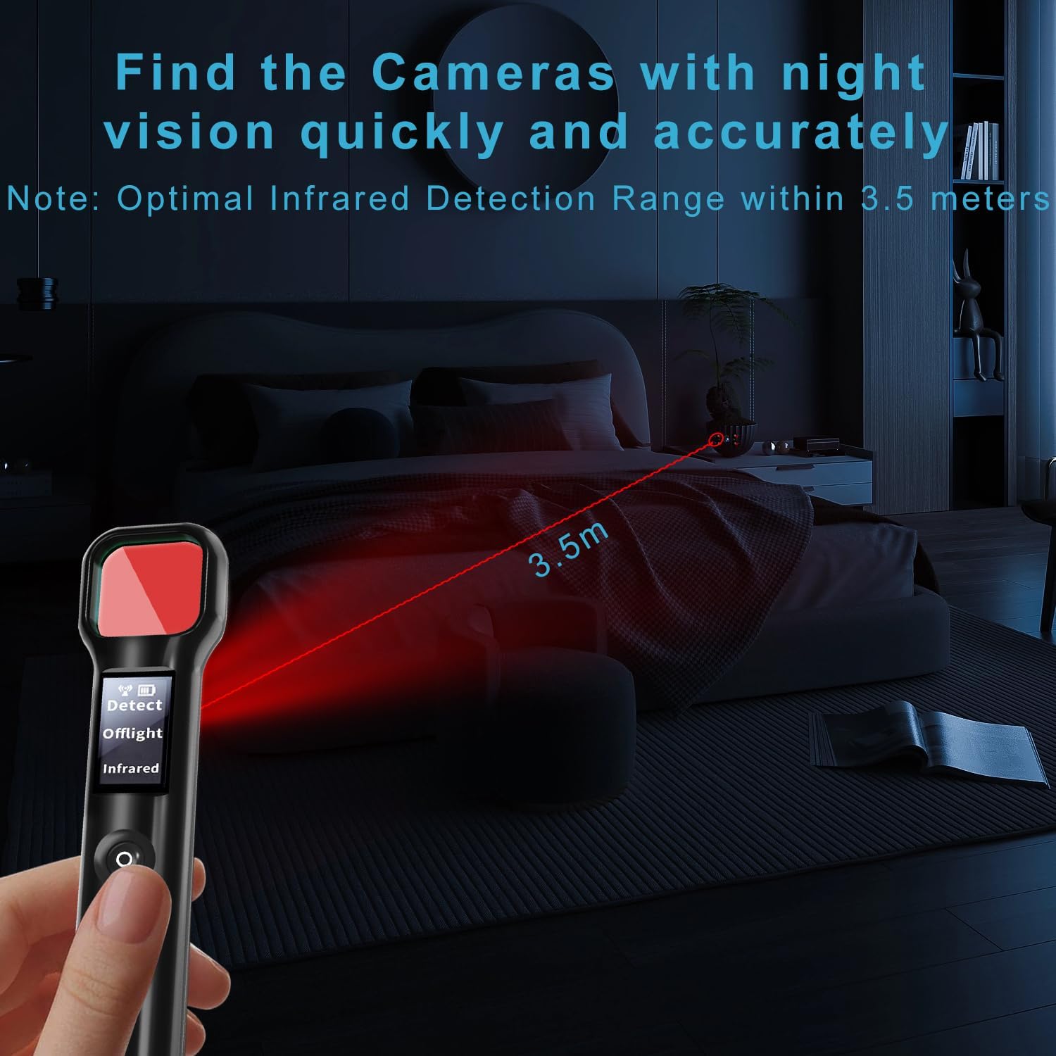 Spy Camera Detector - Car GPS Tracker Detector Bug Detector & Portable Camera Finder Hidden Device Detector For Car,Home,El,Office,Travel,Bathroom