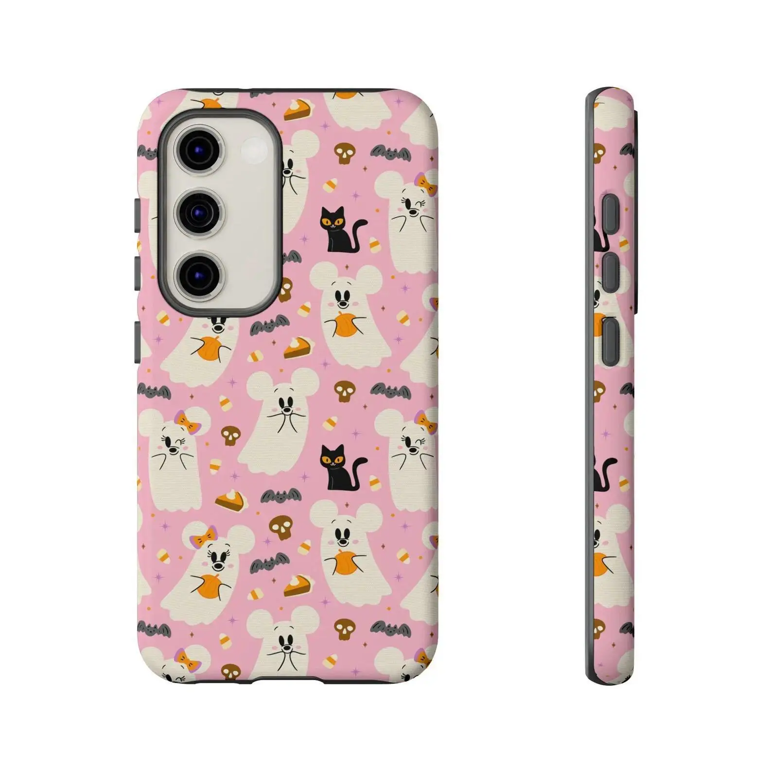 Mickey & Minnie Ghosts Durable Mobile Phone Protection Case - Cute Spooky Halloween Theme Accessories, Wireless Charging Compatible, Easy Installation, Shock-Absorbent Shell