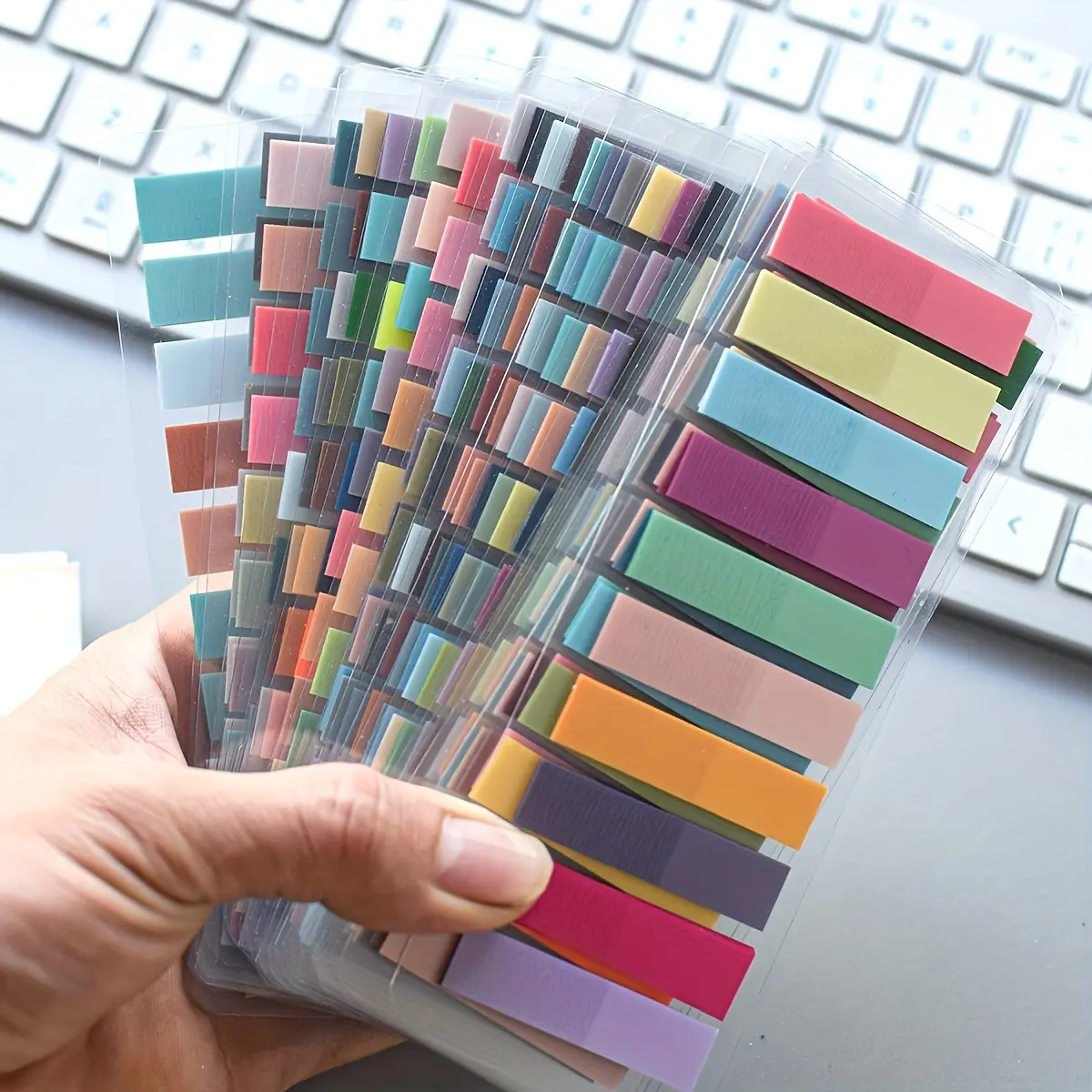 1200/2400 Sheets Vintage Colors, Morandi, Gradient Fluorescent, Pet Transparent Sticky Notes Set, Index Labels, Index Tabs, Various Color Tags, Classification Labels