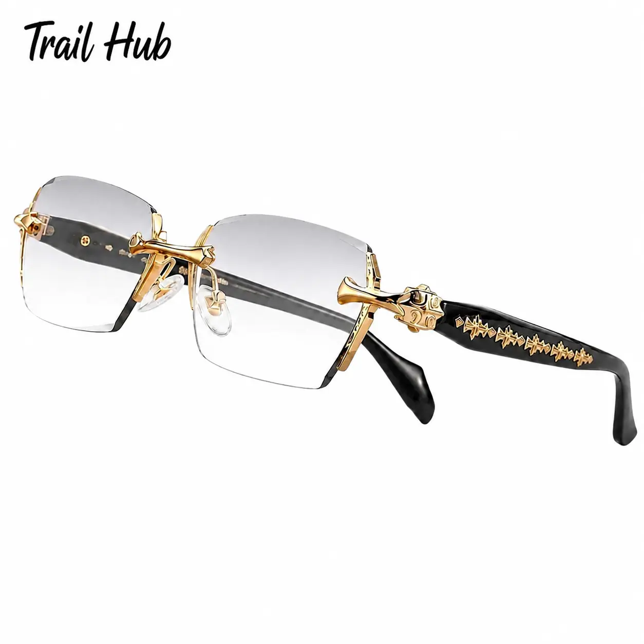 Unisex Lightweight Frameless Eyeglasses for Adults - Precision Diamond Cut Lens Edges, Hypoallergenic Stainless Steel Temple Accents, Modern Design Optimized for Daily Wear, Professional Settings - Ideal for Summer, Father’s Day