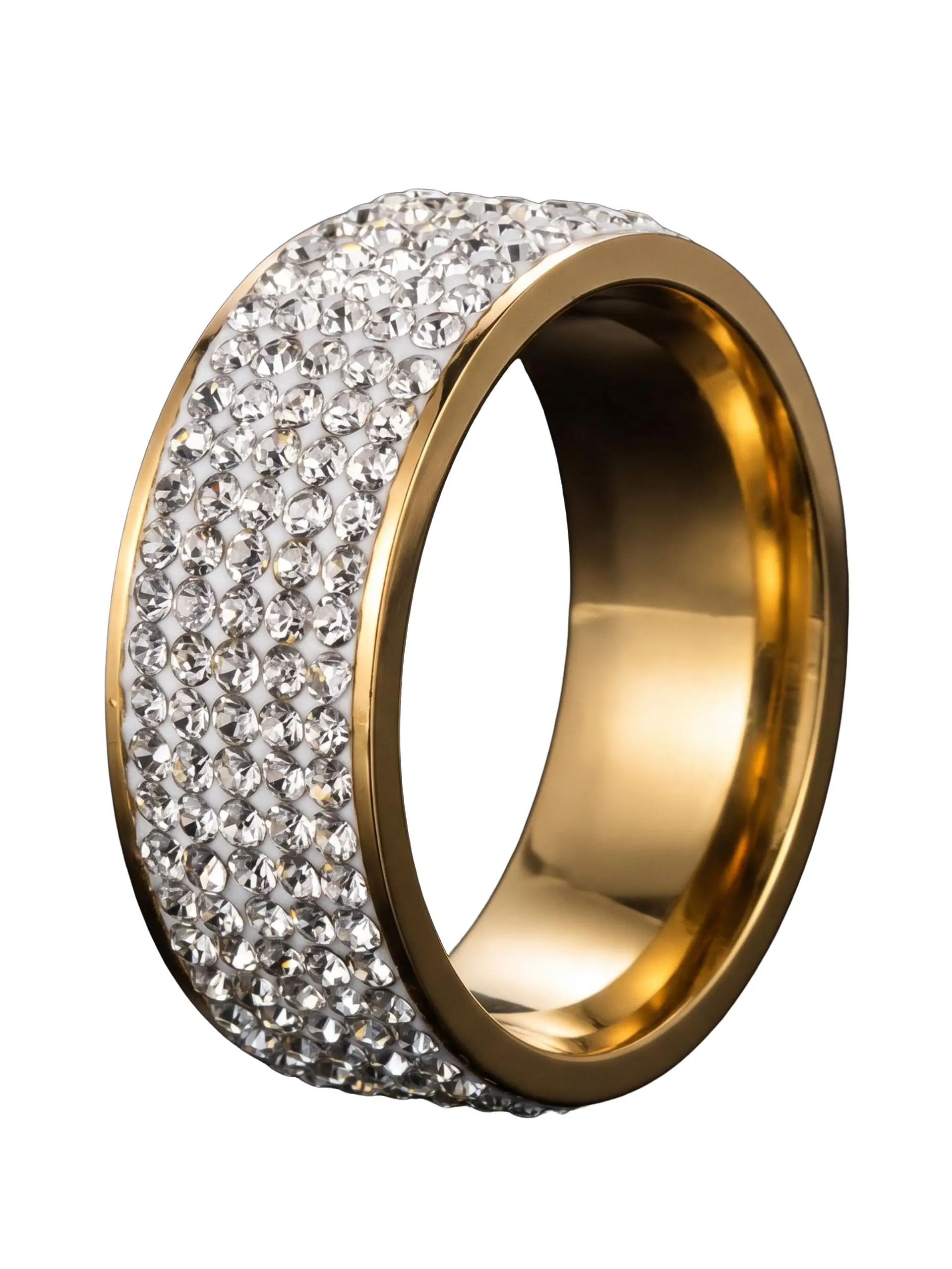 Stainless Steel Ring, Non-Discoloring, Unique Design, Style, 8mm 5 Row Drilled, Men's Fashion, Titanium Steel Band, Unisex Jewelry