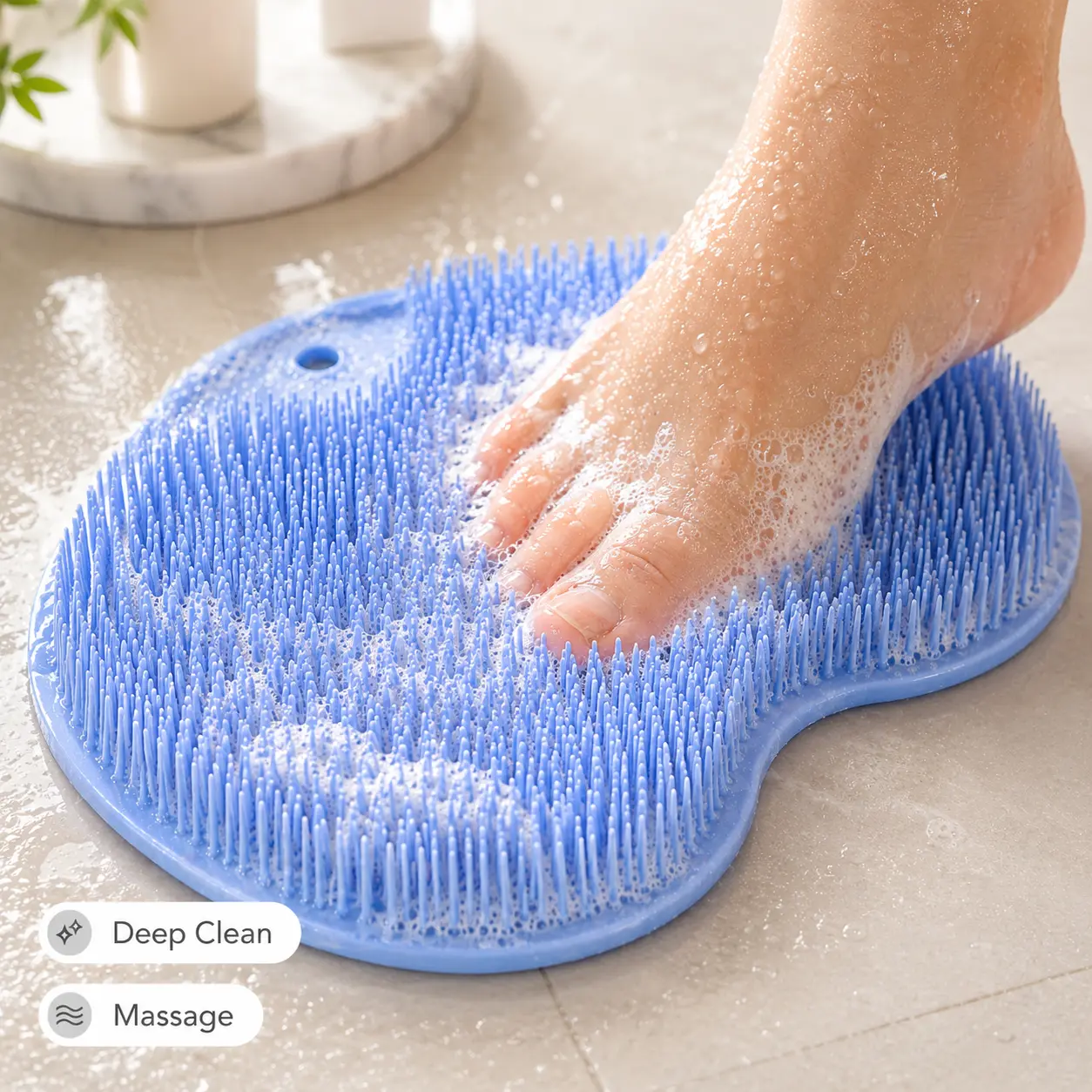 🛁 3 Pack Silicone Shower Foot Scrubber Mat with Wall-Mounted Suction Cups, Exfoliating Body Brush for Back & Feet Cleaning, Pink Gray Blue,anti