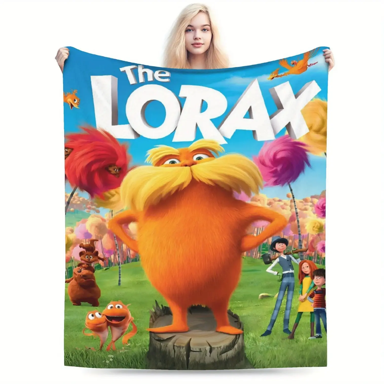The Lorax poster-inspired ultra-soft flannel blanket - perfect for dorms, sofas, beds, and offices. It's a thickened winter blanket, warm sofa cover, and an ideal birthday or holiday gift