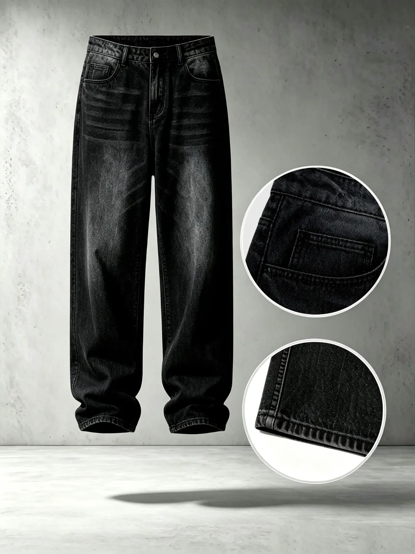 Men's Casual Jeans, Loose-Fitting Mid Waist, Zipper Fly, All Seasons, Durable Wrinkle-Resistant, Trendy Gift for Him