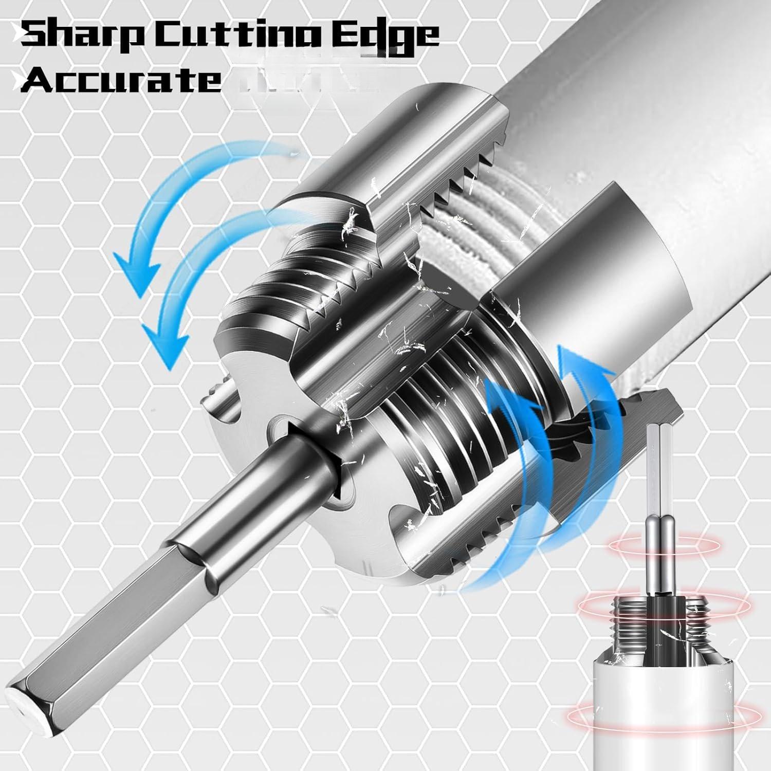 Pipe Thread  Tool Integrated Internal & External Pipe Threading Tool Electric Drill Compatible PVC Tube Threader Kit, 1/2", 3/4", 1'' Tube Sizes Rethreading Kit(3 Sizes,,3 Pcs)