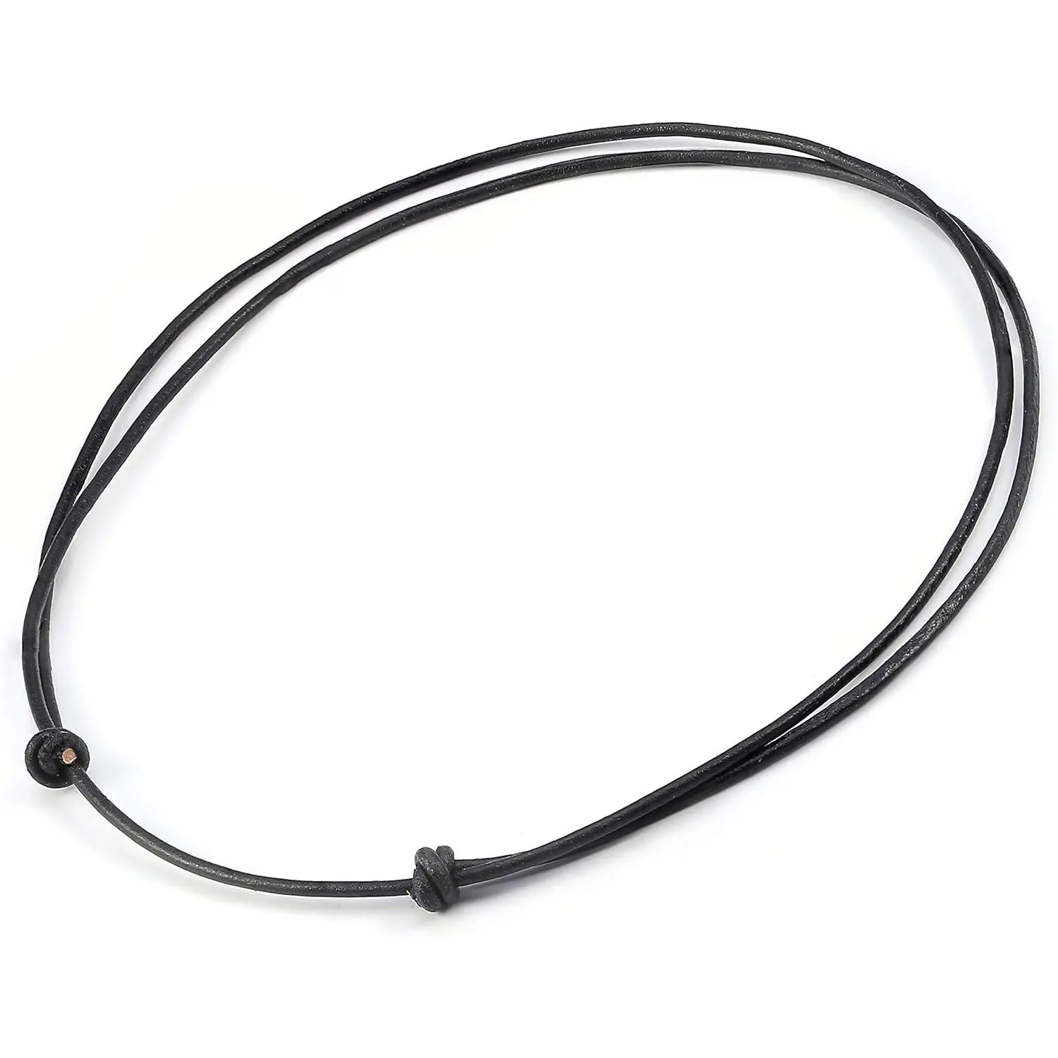 Women's Premium Black Leather Cord Choker Necklace - Double-Knotted, Adjustable, Natural Cowrie Shell Design for Casual Wear