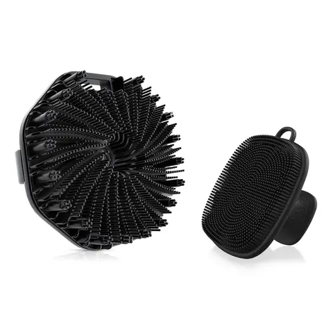 Bath Brush & Face Cleaning Brush Set, 2 Counts Silicone Reusable Bathing Brushes, Shower Scrubber, Exfoliating Body Care Tools, Bathroom Accessories, Shower Brush For Body, Body Brush For Showering, Bath Accessory